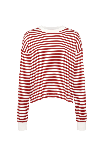 Boyfriend Stripe Tee | Scarlet White Stripe