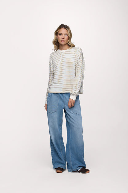 Boyfriend Stripe Tee | Cocoa Sky Stripe