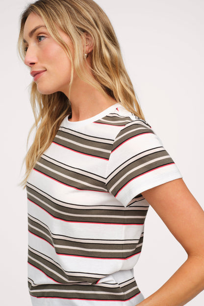 Perfect Tee | Darkest Olive Stripe
