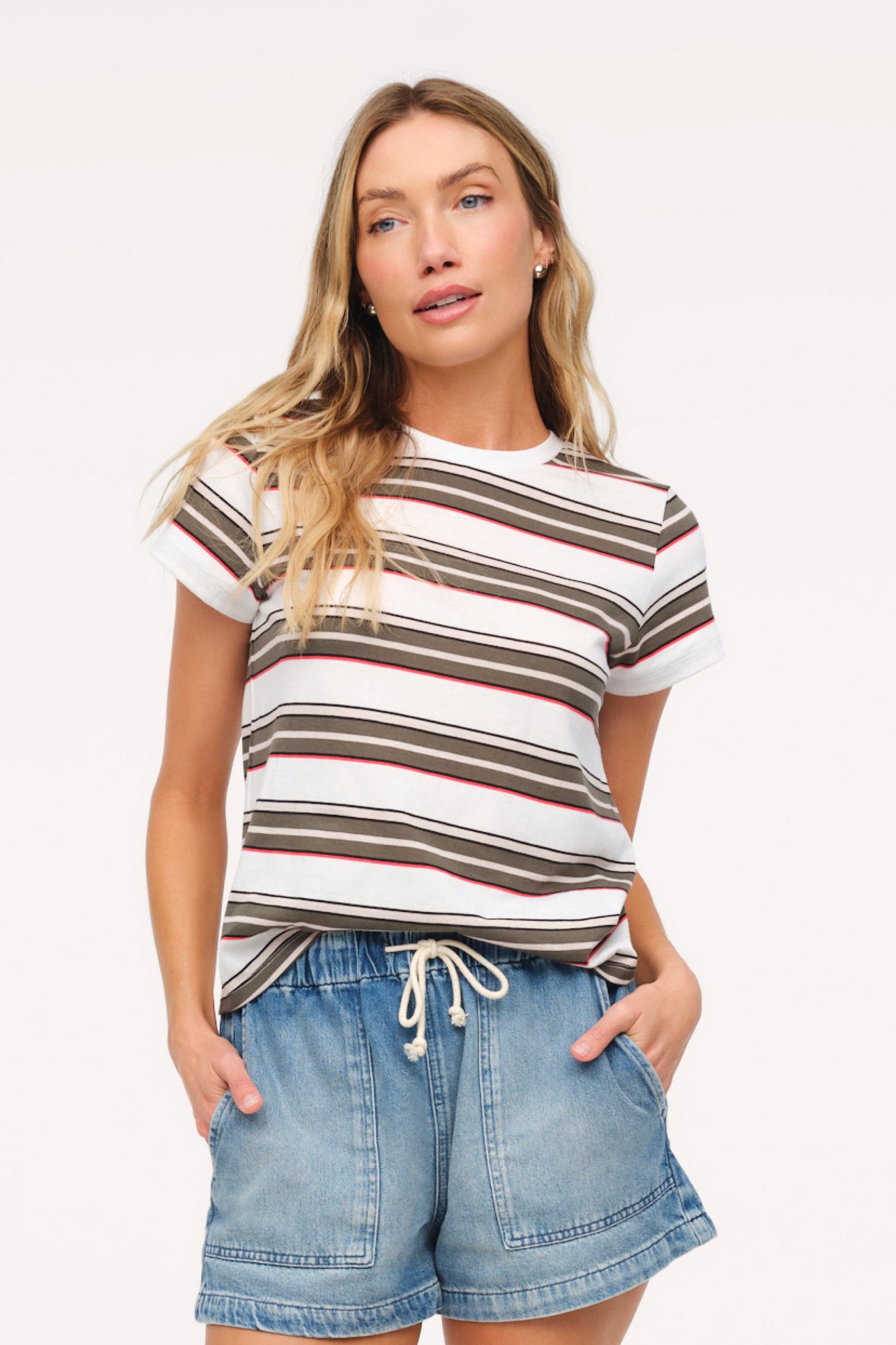 Perfect Tee | Darkest Olive Stripe