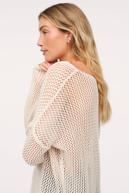 Open Knit Sweater | Bone