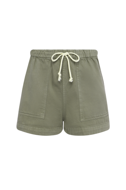 Pull-On Denim Short | Darkest Olive