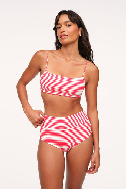 Boy Short Bikini Bottom | Cayenne Stripe