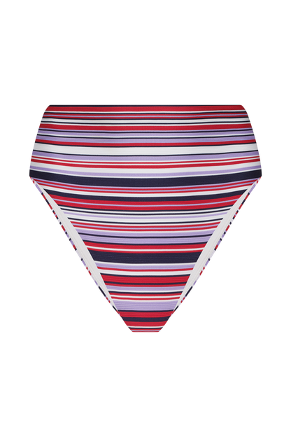 High Waist Bikini Bottom | Wisteria Stripe