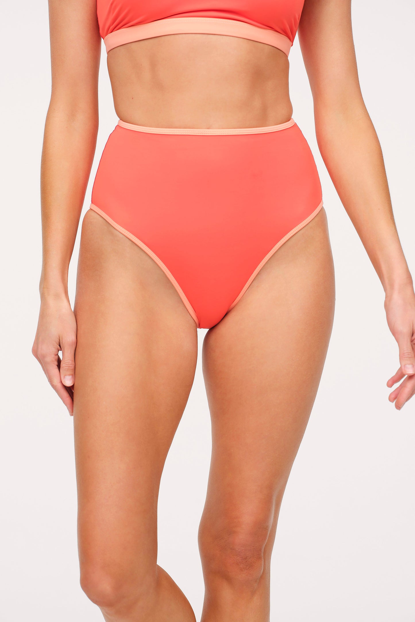 High Waist Bikini Bottom | Contrast Papaya