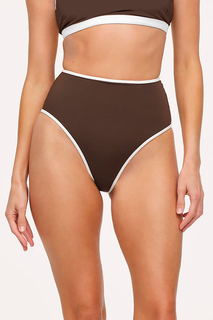 High Waist Bikini Bottom | Contrast Espresso