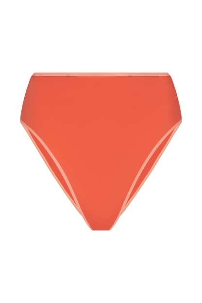 High Waist Bikini Bottom | Contrast Papaya
