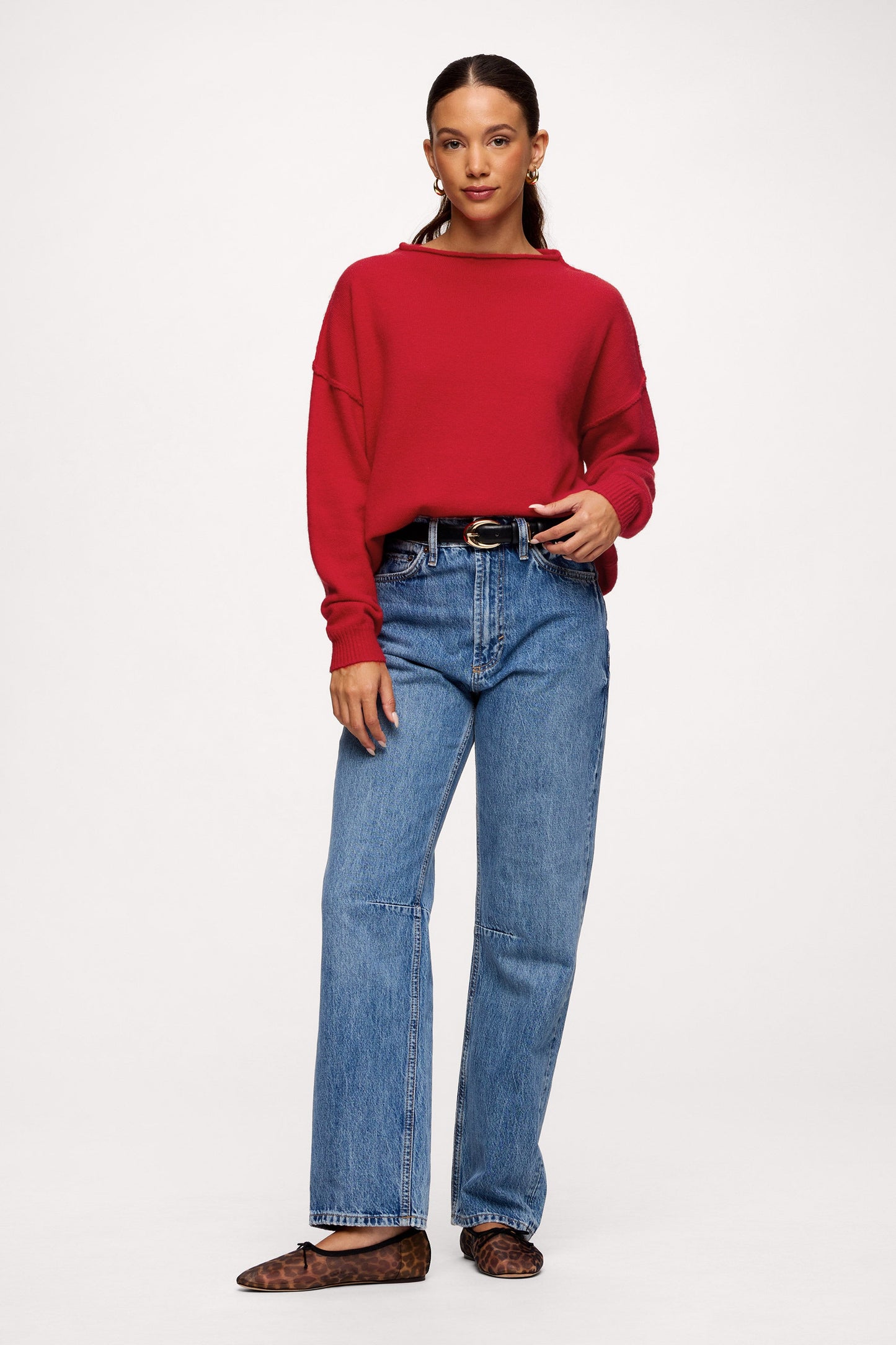 Cozy Knit Mockneck Sweater | Chili