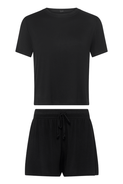 Ribbed Pajama Short Set | Black