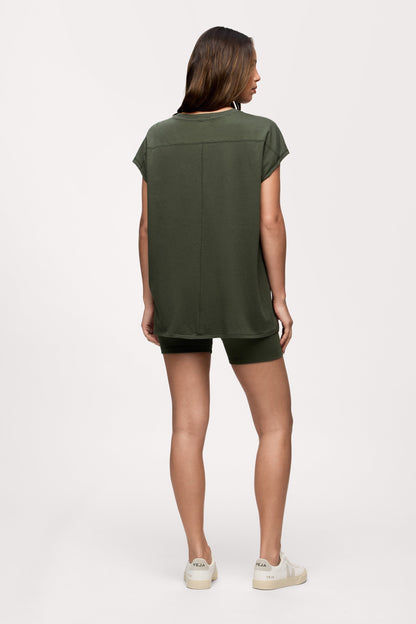 Ribbed Biker Short Set | Darkest Olive