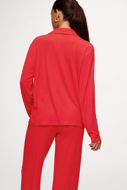 Button Front Pajama Set | Chili