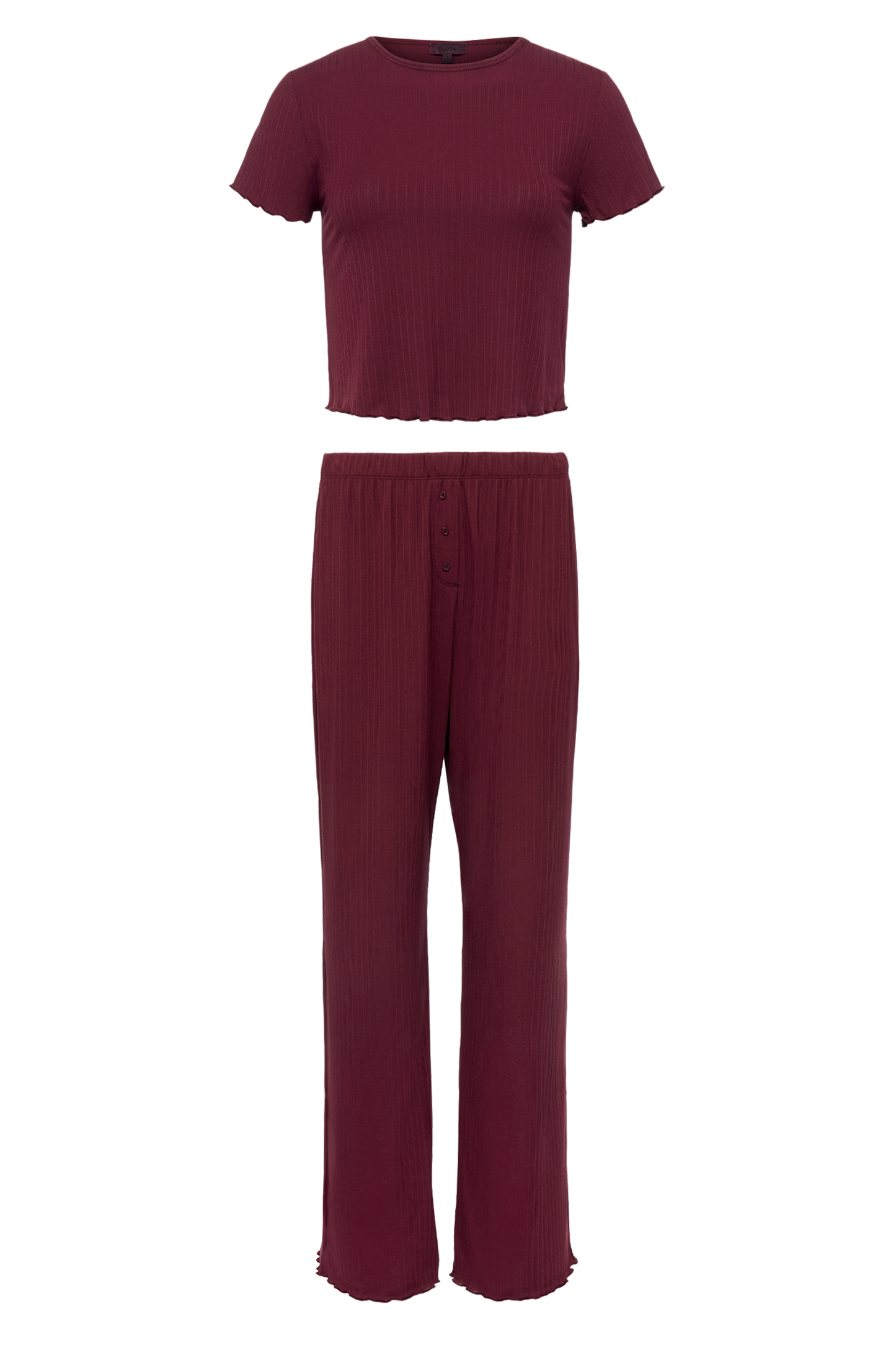 Mini Rib Pajama Set | Ruby