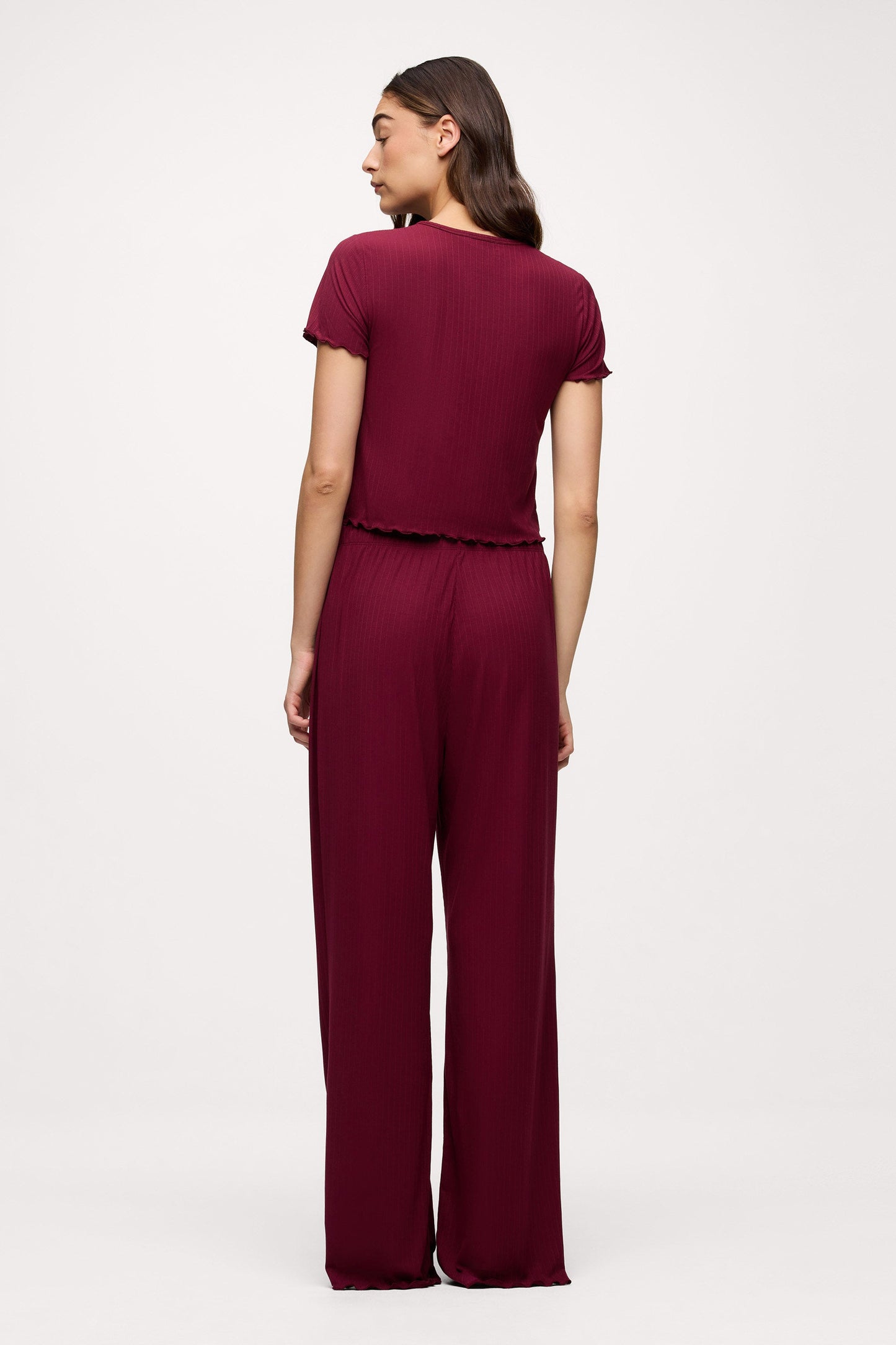 Mini Rib Pajama Set | Ruby