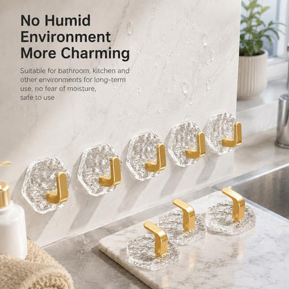 Heavy-Duty Plastic Self-Adhesive Hexagonal Ripple Hooks, Waterproof Rustproof Sticky Hooks for Bathroom, Kitchen, Easy-Install Home Organizer for Keys, Towels, Coats