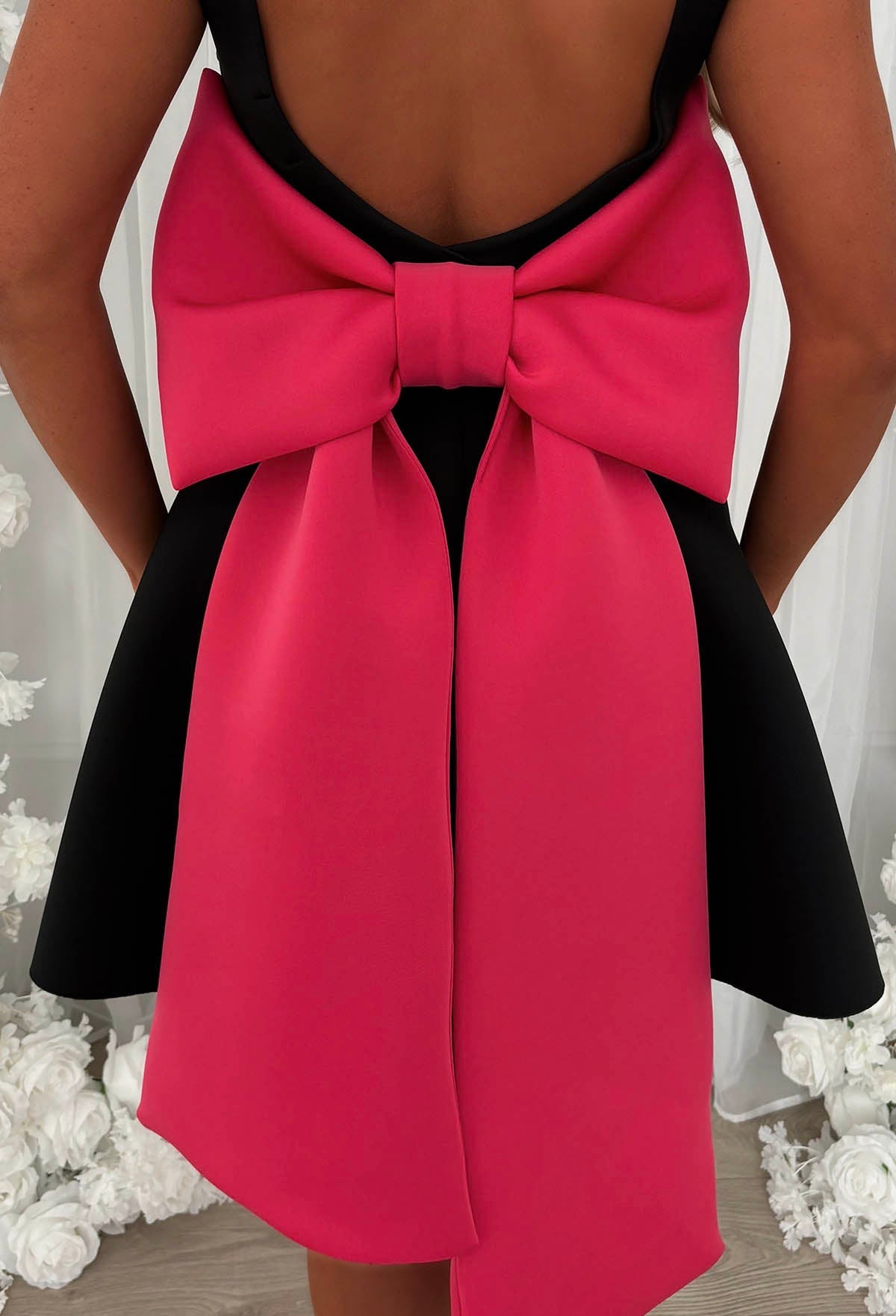 Adore Me More Black Bow Back Mini Dress