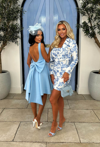Adore Me More Blue Bow Back Mini Dress