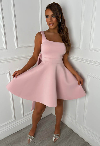 Adore Me More Pink Bow Back Mini Dress