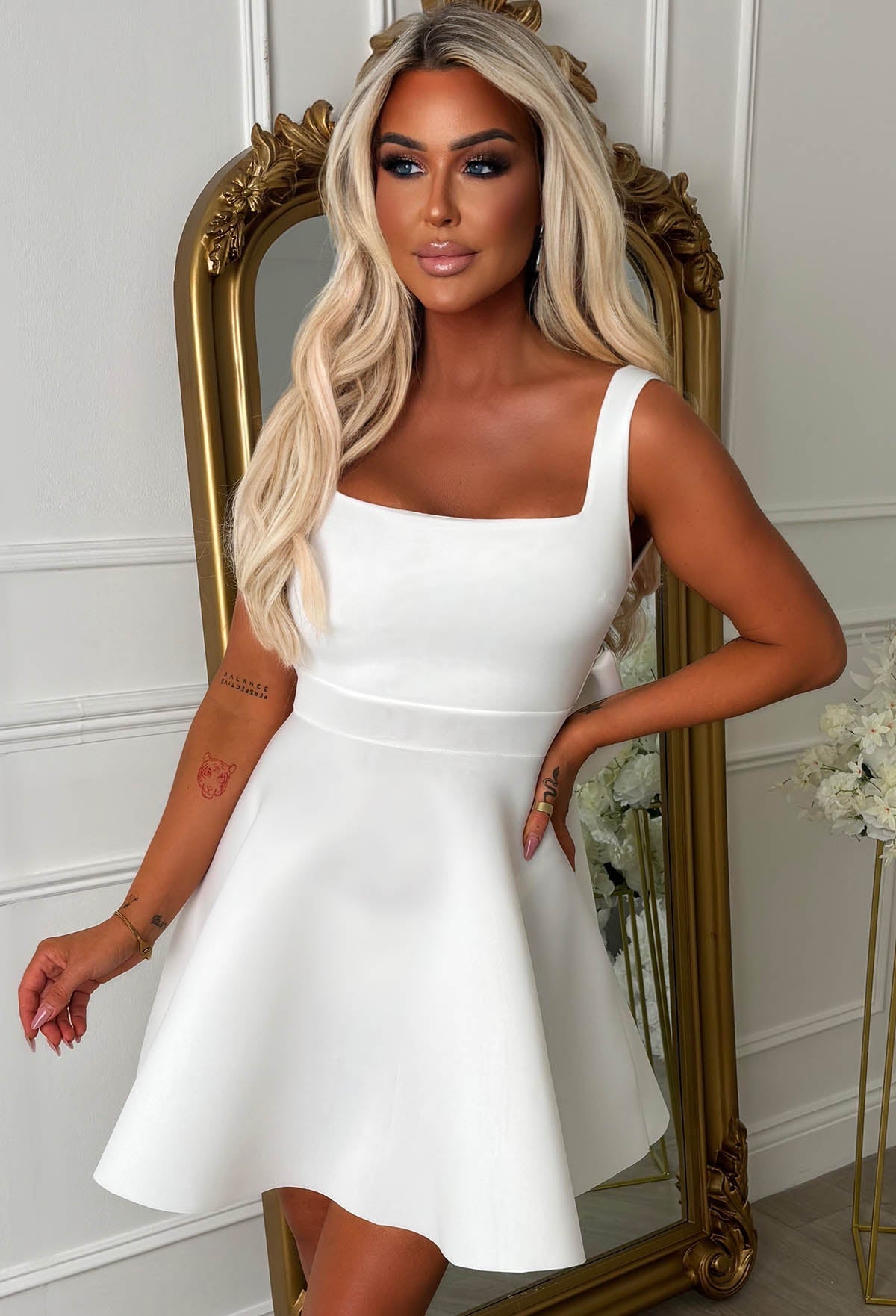 Adore Me More White Bow Back Mini Dress