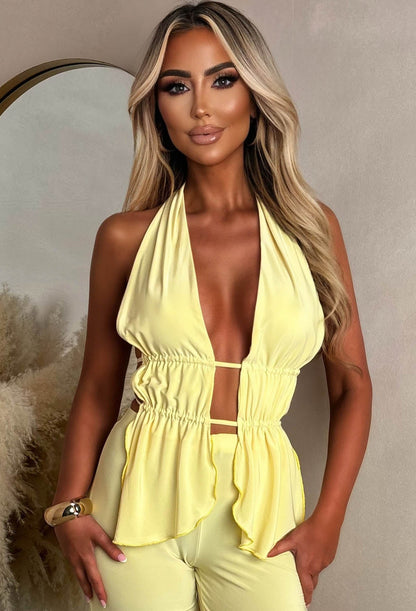 All Around Us Lemon Tie Back Trouser Co-Ord Set