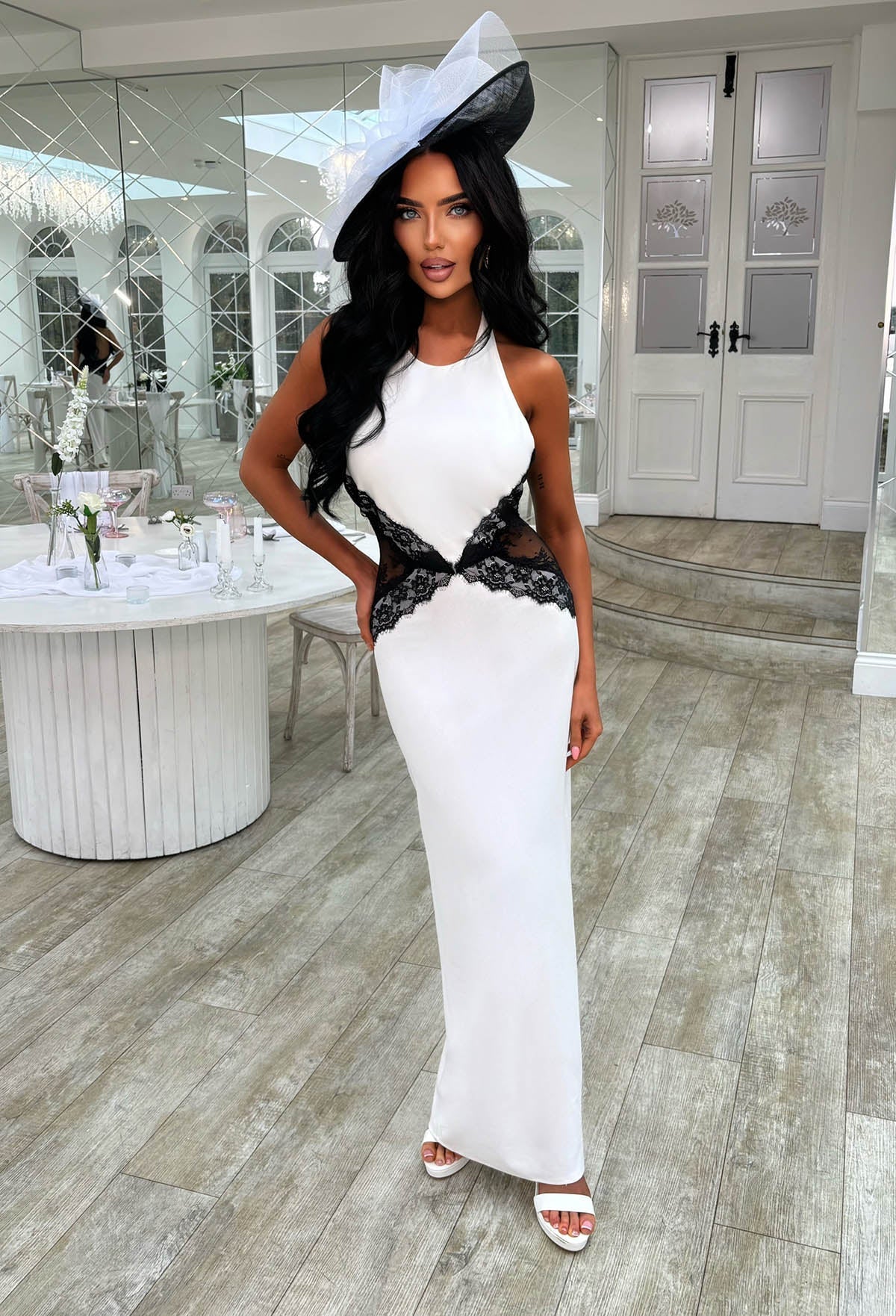 All's Fair White Contrast Lace Midaxi Dress