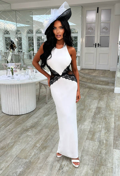 All's Fair White Contrast Lace Midaxi Dress