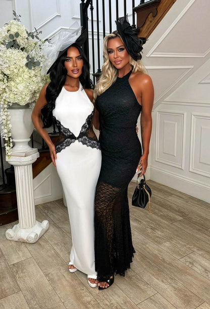 All's Fair White Contrast Lace Midaxi Dress