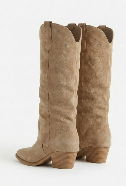Arabelle Beige Cowboy Shark Boots