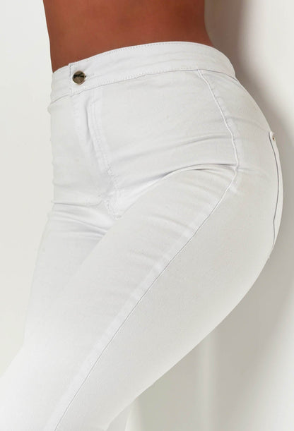 Authentic Chic White Stretch Skinny Plain Front Jeggings