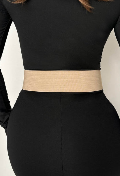 Babe Magnet Tan Gold Buckle Elasticated Belt