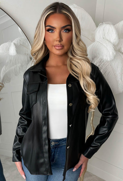 Bad Gal Boudoir Black Faux Leather Shirt