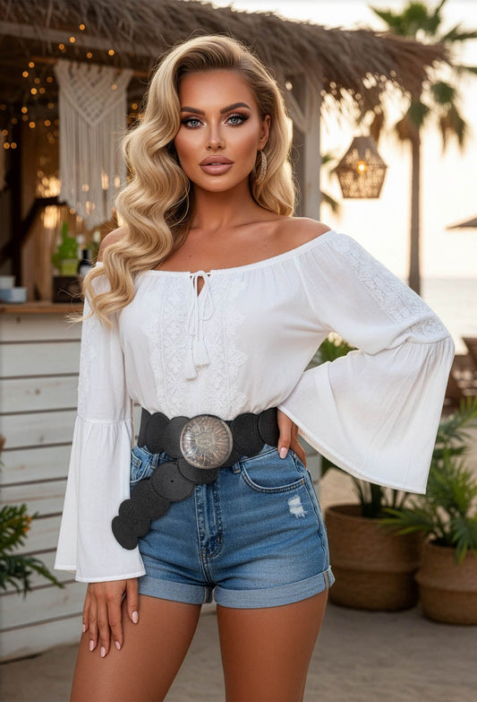 Bad Romance Black Oversized Disc Western Style Belt