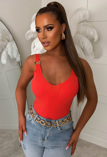 Bali Breeze Coral Gold Buckle Knitted Vest Top