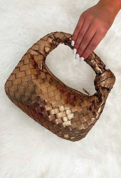 Bank On It Bronze Woven Knot Detail Bag