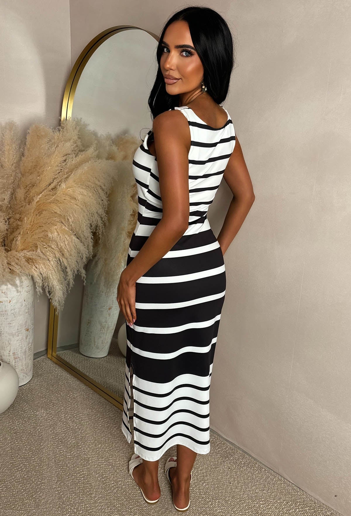 Basically Be There Black Print Maxi Dress With Square Neckline