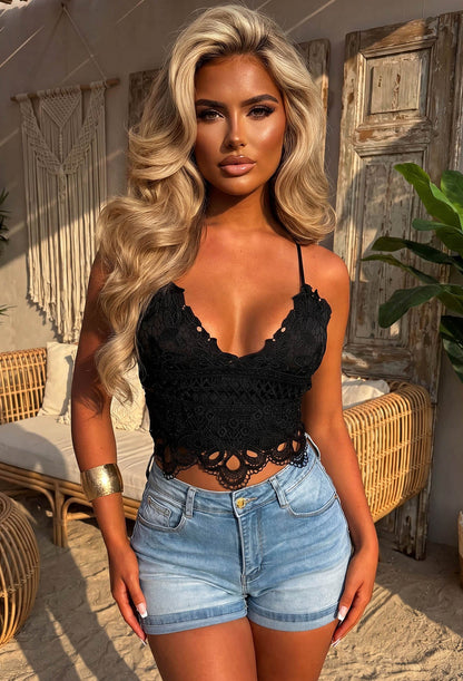Becky Black Crochet Bralette