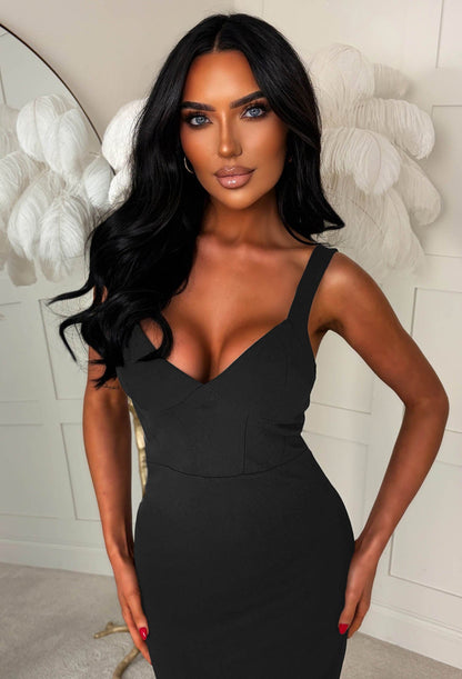 Big Mistake Black Seamed Bust Pencil Dress