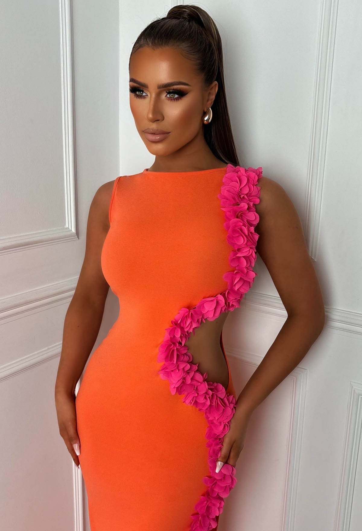 Billion Dollar Babe Coral Cut Out Maxi Dress