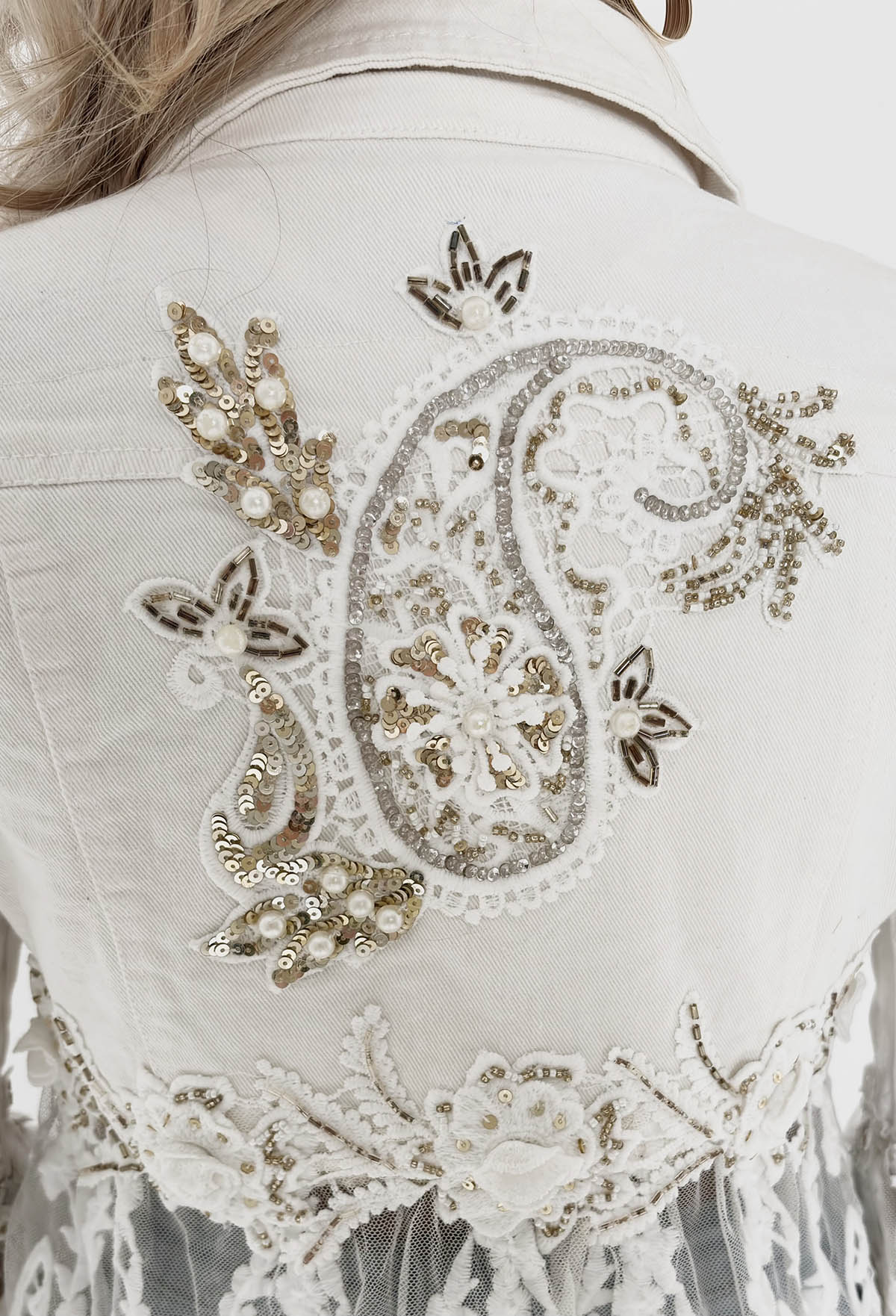 Boho Revival White Lace & Denim Jacket