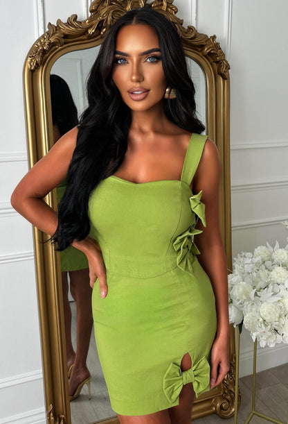 Bowtiful Elegance Green Bow Detail Skirt Co-Ord Set