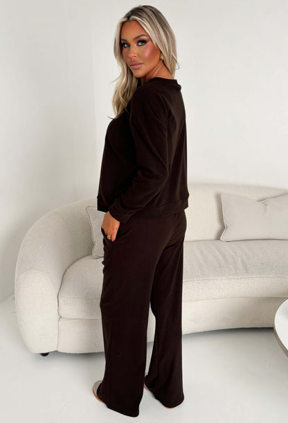 Casual Romance Chocolate Brown Soft Lounge Trousers