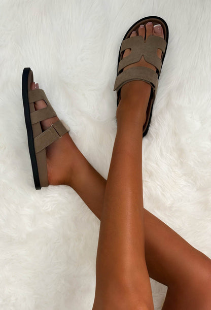 Chic In Summer Beige Faux Suede Sandals