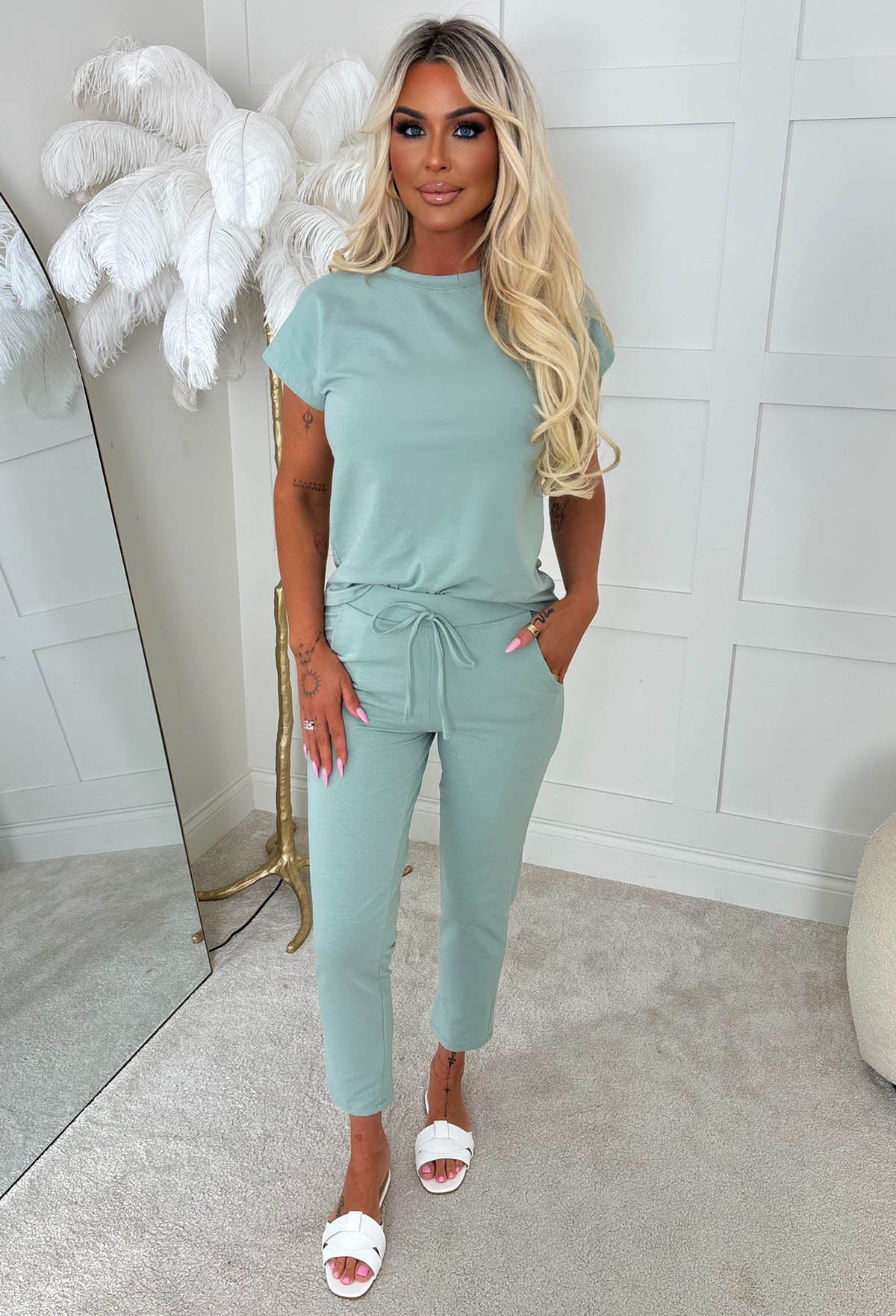 Chilled Girl Green Top & Jogger Loungewear Set