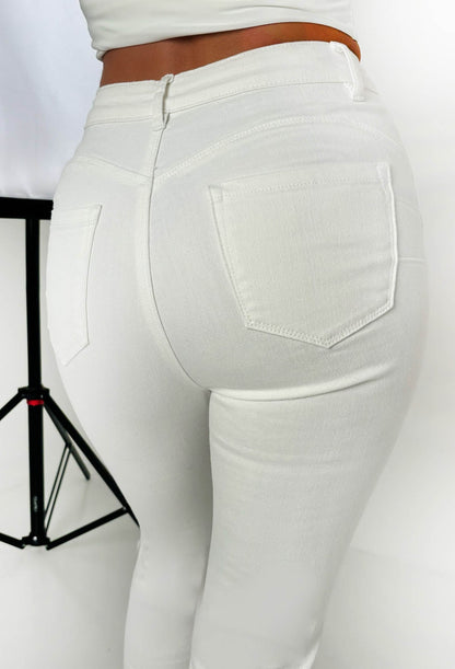 Christiane White Stretch Push Up Flared Jeans