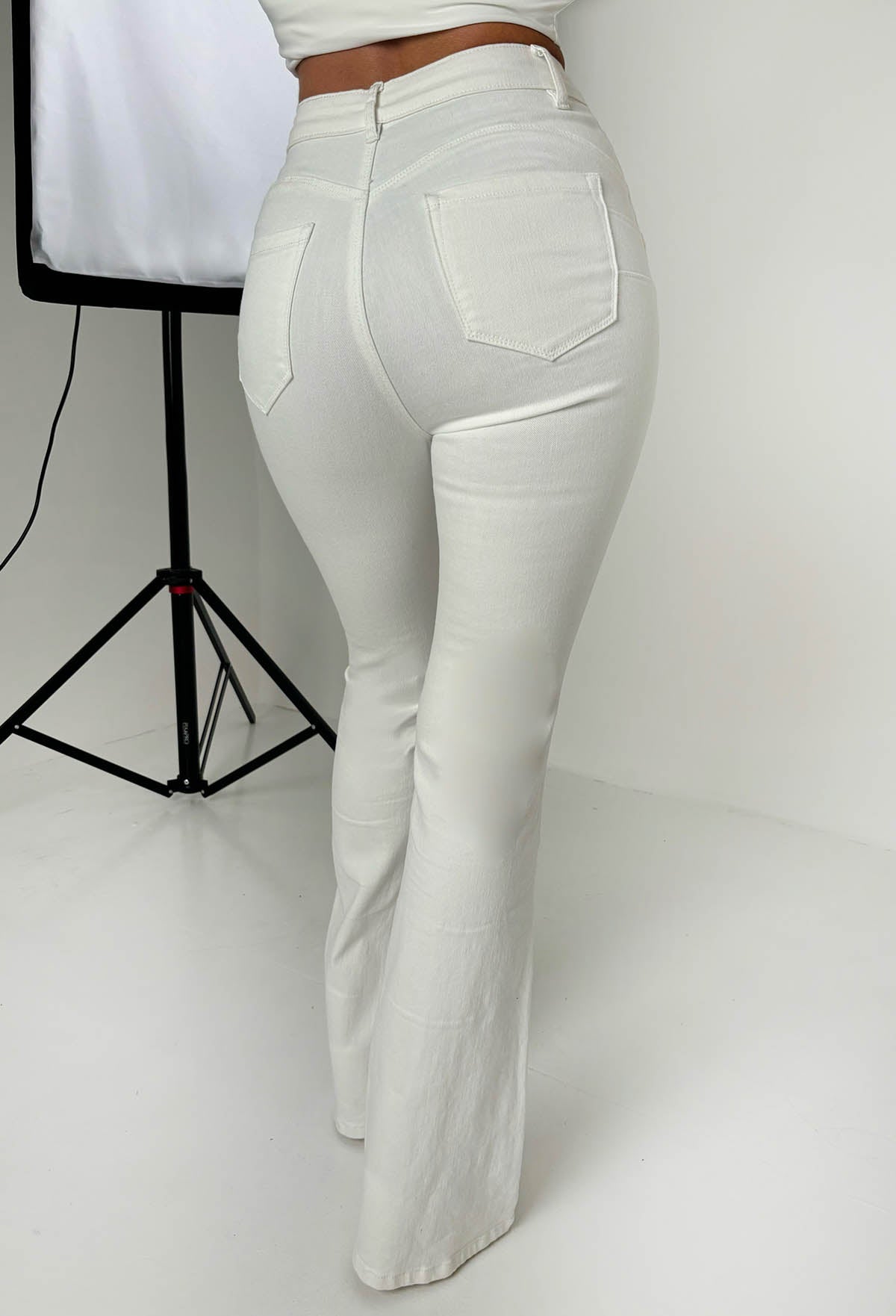 Christiane White Stretch Push Up Flared Jeans