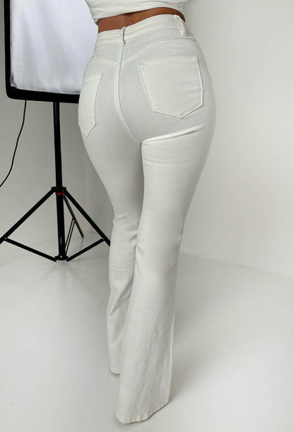 Christiane White Stretch Push Up Flared Jeans
