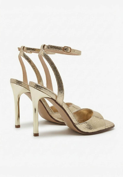 Class Act Gold Stiletto Square Adjustable Strap Heels