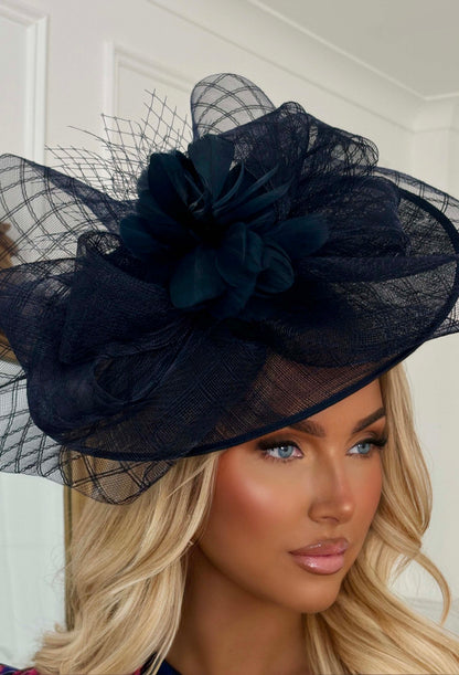 Cosmo Chic Navy Floral Bow Detail Fascinator