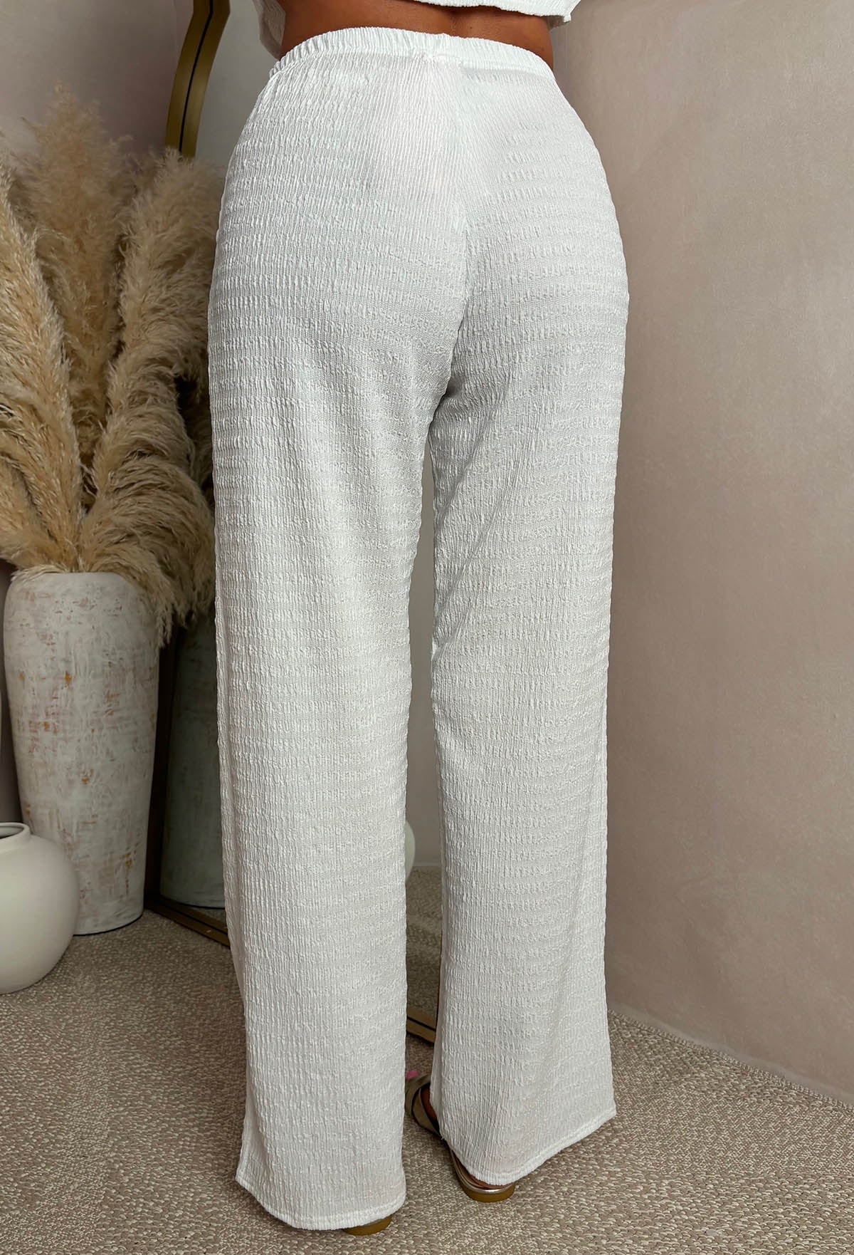 Crimson Crush Cream Straight Leg Stretch Trousers