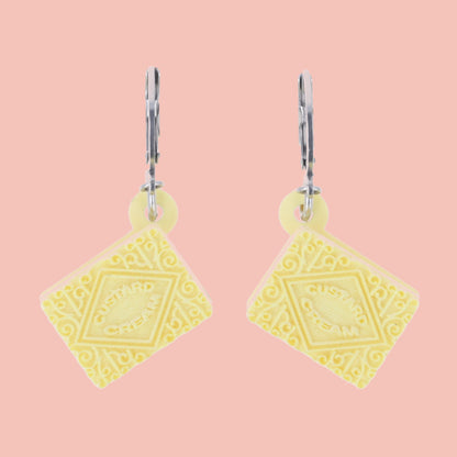 Custard Cream Biscuit Huggie Hoop Earrings