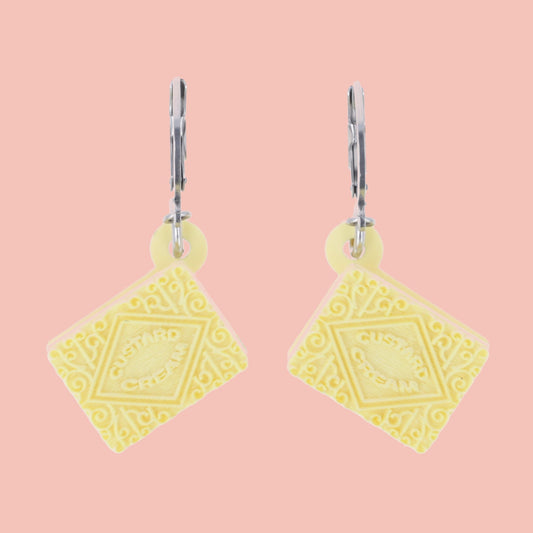 Custard Cream Biscuit Huggie Hoop Earrings